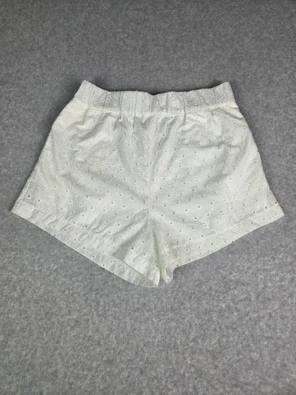 Blue Rain Francesca's White Eyelet Shorts High Waisted Size M Elastic Waist